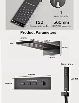 Lazare  - Modern LED Smart Display Wall Mounted Shower Set Multi Function