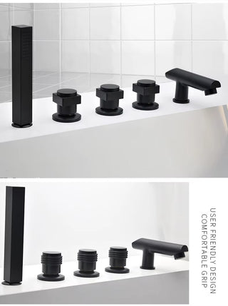 Tymon - Modern Waterfall 5 Piece Bathtub Tap and Shower Set