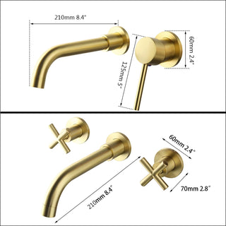 Berniece - Brushed Gold Wall Mounted Basin Tap