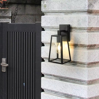 Talfryn - Glass Black Caged Bulb Outdoor Wall Light