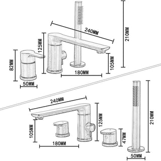 Klaas - Modern 4 Piece Bathtub Tap Set with Handheld Shower