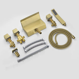 Sande - Modern Brass Waterfall Bathtub Tap Set with Pull Out Shower