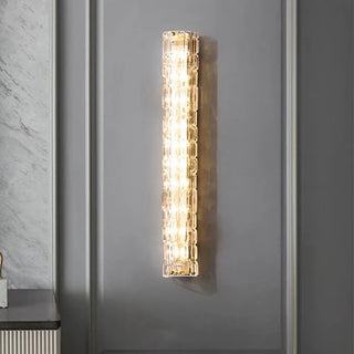 Quentin - Modern Crystal Patterned Glass Gold LED Wall Light