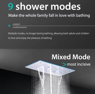 Kaska - Thermostatic Complete Shower System Set with Rough-in-Valve Large flow LED