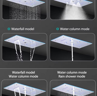 Kaska - Thermostatic Complete Shower System Set with Rough-in-Valve Large flow LED