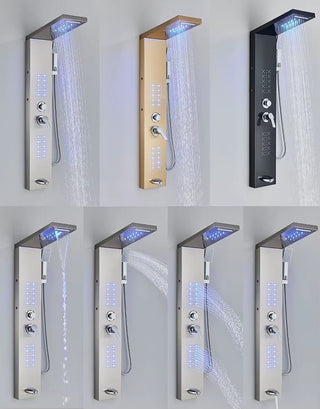 Evander - Bathroom Faucet Hot & Cold Rainfall Mixer Bathroom Shower Panel with LED Light