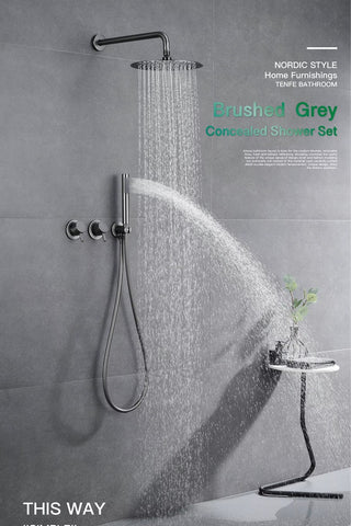 Niobe - Modern Brass Shower Set with Dual Handle Control and Two Functions