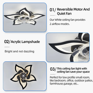 Jeffie - Modern Remote Light Ceiling Fan 5 Blade