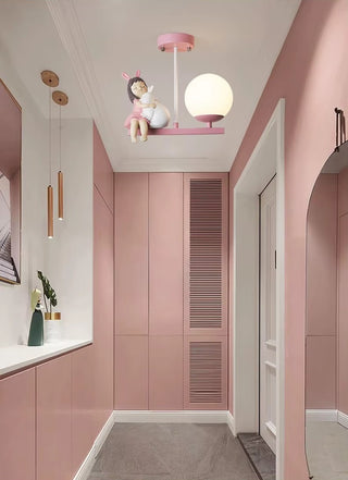 Sharell - Children's Cartoon Pink Sitting Girl Ceiling Light