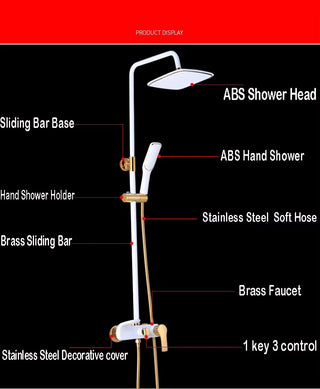 Sandrine - Modern Brass Bathroom Shower Set with Rainfall Shower Head and Hand Shower