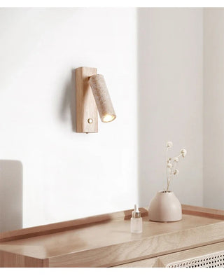 Hellen - Wabi-Sabi Stone Walnut Log Wood Rotatable Wall Light