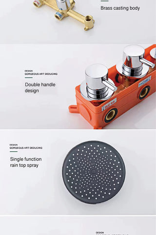 Niobe - Modern Brass Shower Set with Dual Handle Control and Two Functions