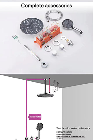 Niobe - Modern Brass Shower Set with Dual Handle Control and Two Functions