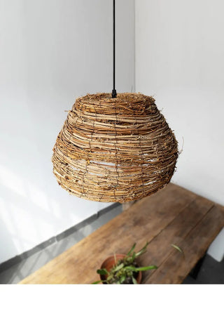 Malorie - Wicker Rattan Round Pendant Ceiling Light