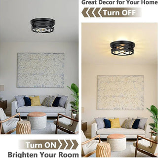 Zulia - Modern Circular Criss Cross Integrated Black Flush Mount Ceiling Light