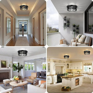 Zulia - Modern Circular Criss Cross Integrated Black Flush Mount Ceiling Light