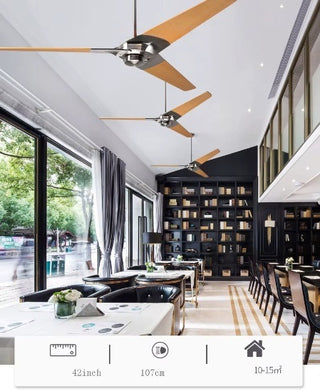 Leandros - Modern Wooden 3 Blade Metal Ceiling Fan Remote Control